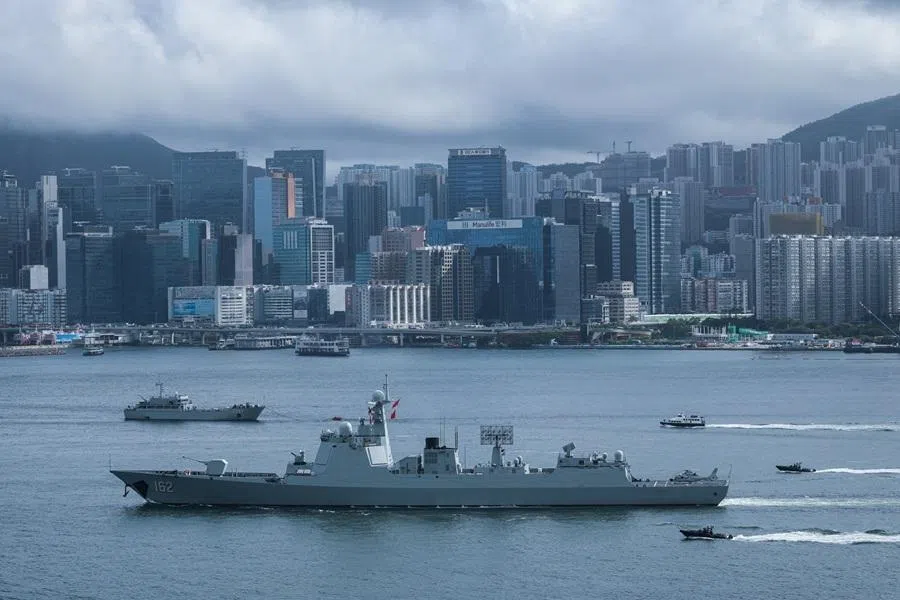 The Chinese People's Liberation Army (PLA) Navy Type 052D guided-missile destroyer Nanning sails into Victoria Harbour for a visit celebrating the 29th anniversary of the former British colony's handover to Chinese rule, in Hong Kong, China, on 2 July 2026.
