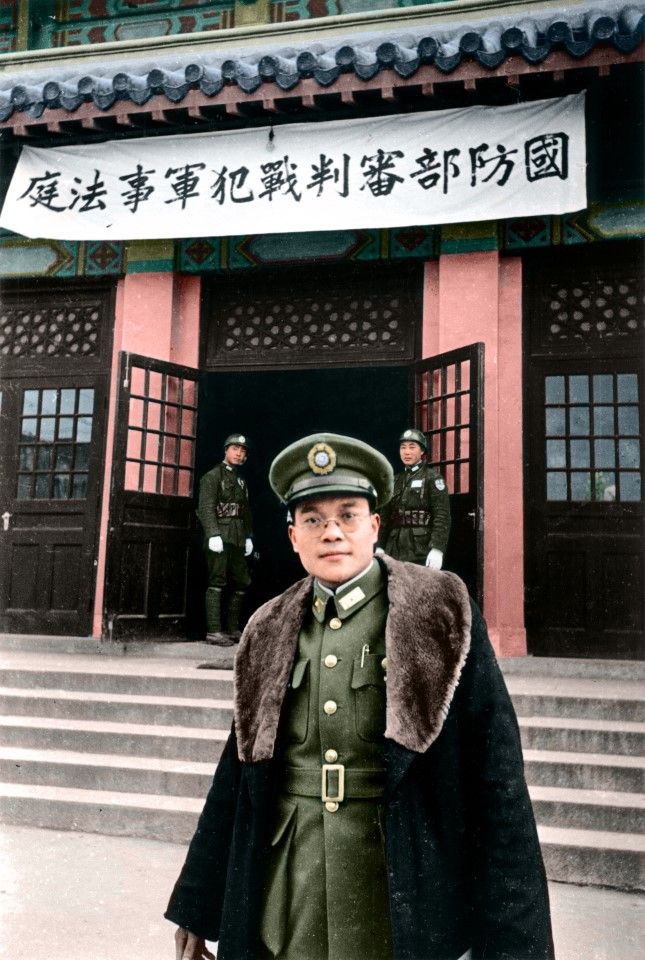 On 25 February 1947, Shih Mei-yu, the presiding judge of the Nanjing War Crimes Tribunal, outside the military court. He would go on to conduct the interrogation of Hisao Tani.
