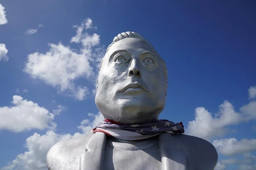 A bust of Elon Musk on the day of SpaceX’s initial public offering (IPO), in Brownsville, Texas, US, on 12 June 2026.