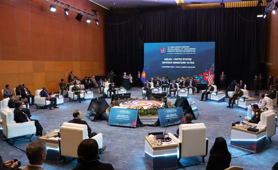 A general view shows ministers at the ASEAN-US Defence Ministers Hi-Tea at the Association of Southeast Asian Nations (ASEAN) Defence Ministers’ Meeting in Kuala Lumpur on 1 November 2025. (Hasnoor Hussain/AFP)