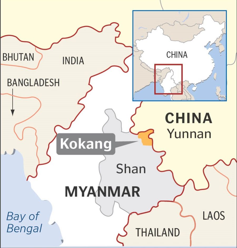 A map showing the Kokang area in northern Myanmar. (SPH Media)