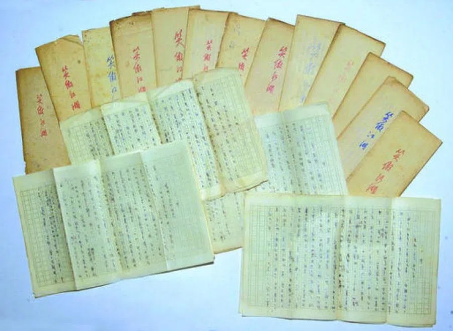 Handwritten manuscripts of The Smiling, Proud Wanderer written by Jin Yong in 1967 at the Shin Min Daily News editorial office. (Toh Lam Huat)