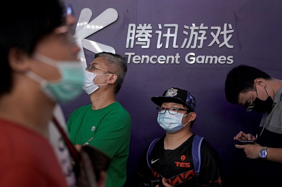 A Tencent Games sign is seen at the China Digital Entertainment Expo and Conference (ChinaJoy) in Shanghai, China, 31 July 2020. (Aly Song/File Photo/Reuters)