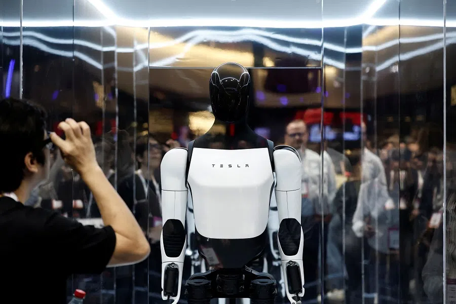 The Tesla humanoid robot Optimus is displayed at the Viva Technology conference dedicated to innovation and startups at Porte de Versailles exhibition center in Paris, France, on 12 June 2025.  (Benoit Tessier/Reuters)