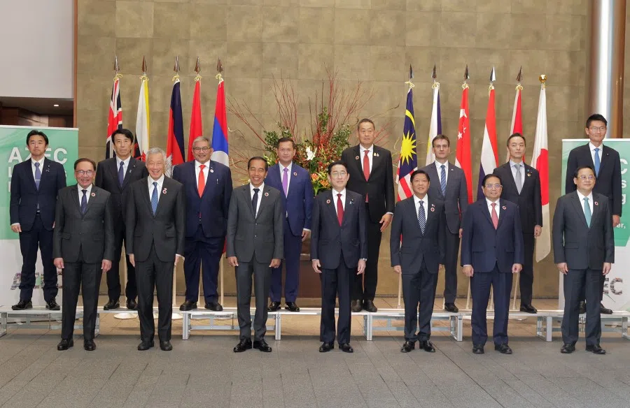 World leaders at the Asia Zero Emission Community (AZEC) Leaders Meeting as part of the ASEAN-Japan 50th Year Commemorative Summit in Tokyo, Japan, on 18 December 2023. (Ministry of Communications and Information, Singapore)