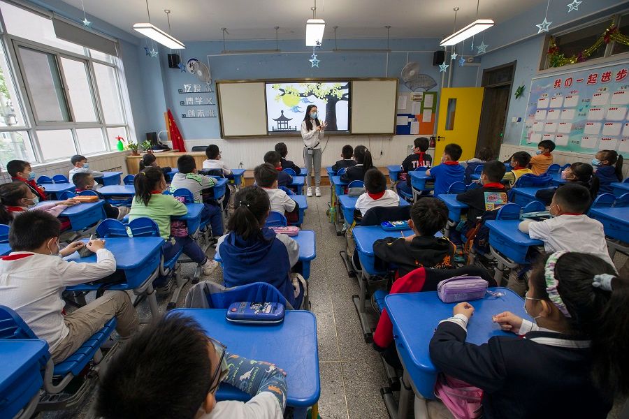 Students attend lessons at Xinjian Road Primary School, Taiyuan, Shanxi province, China, on 9 May 2022. (CNS)