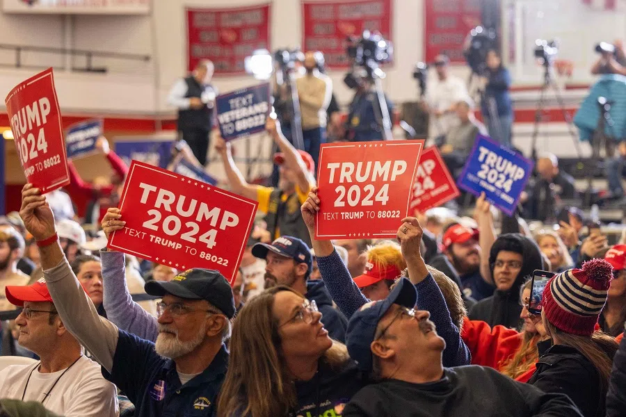 Supporters of Republican presidential candidate and former President Donald Trump during a campaign event on 11 November 2023 in Claremont, New Hampshire, US. (Scott Eisen/Getty Images/AFP)