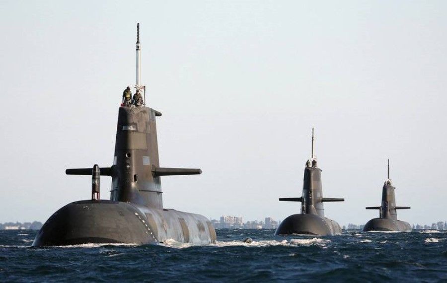 Australia's Collins-class submarines at sea, undated. (SPH)