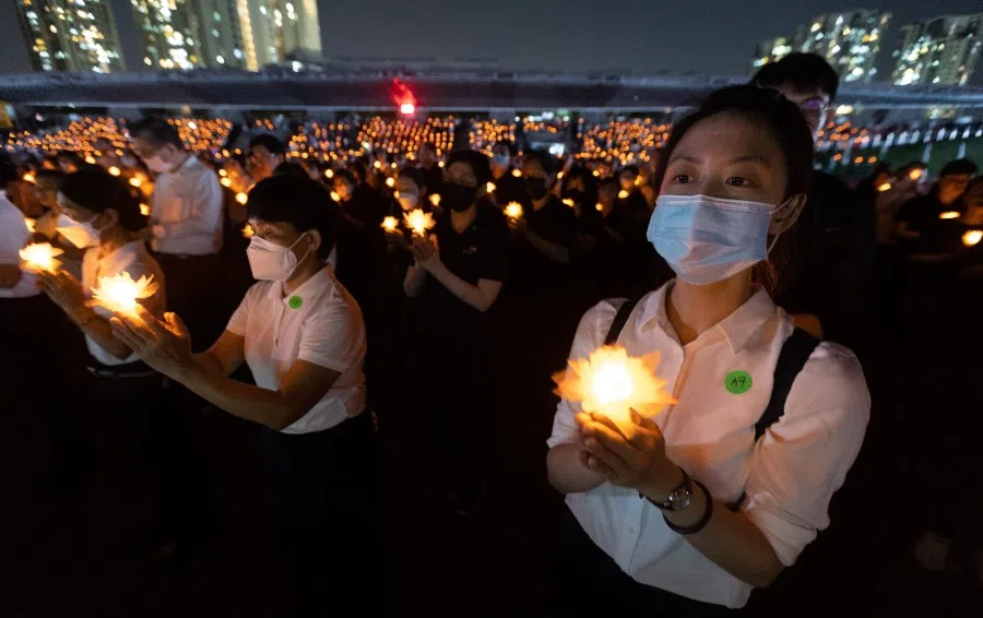 Participants at an event in conjunction with the birth of Buddha, Mothers' Day, and World Tzu Chi Day, 14 May 2023. (SPH Media)