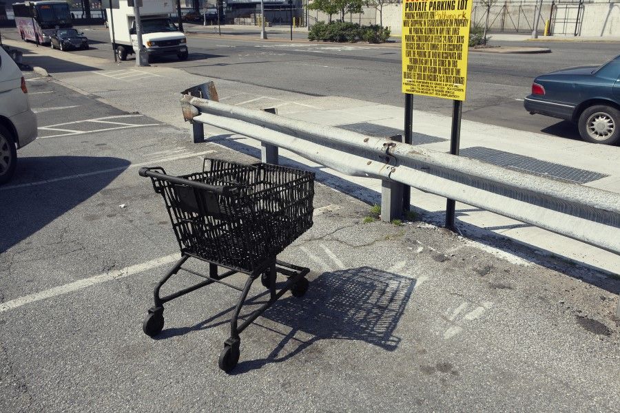 John Clang, Silhouette/Urban Intervention (Black Tape) - Shopping Cart, 2009.