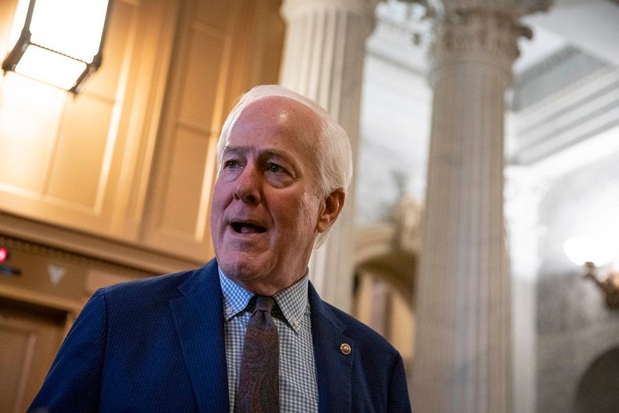 US Senator John Cornyn talks to reporters near the Senate Chamber during a vote at the US Capitol on 7 August 2021 in Washington, DC, US. (Sarah Silbiger/Getty Images/AFP)