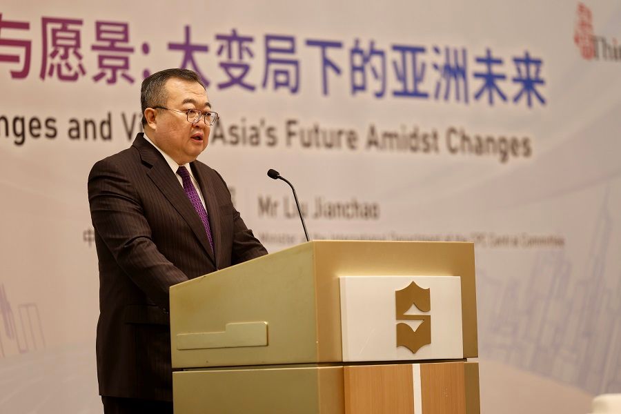 Liu Jianchao speaks at a session during the FutureChina Dialogue at Shangri-la Singapore, on 27 March 2024. (SPH Media)