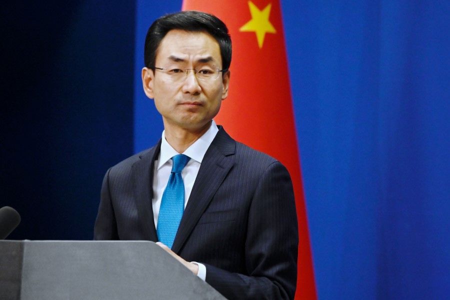 China's Ministry of Foreign Affairs spokesman Geng Shuang listens to a question during a briefing in Beijing on November 28, 2019. (Wang Zhao/AFP)