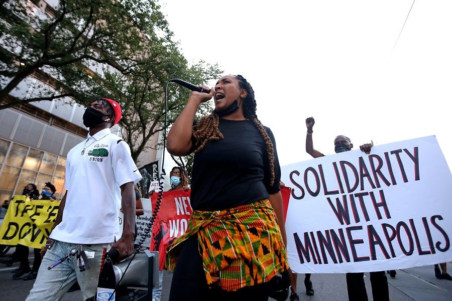 Protesters rally against the death of George Floyd in Minneapolis police custody, in New Orleans, Louisiana, US, on 4 June 2020. (Jonathan Bachman/Reuters)
