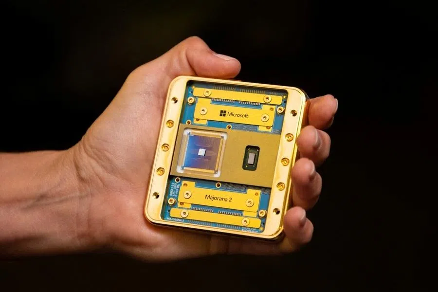 Microsoft's Majorana 2 quantum computing chip, which the company designed with help from AI, in this undated handout photo.