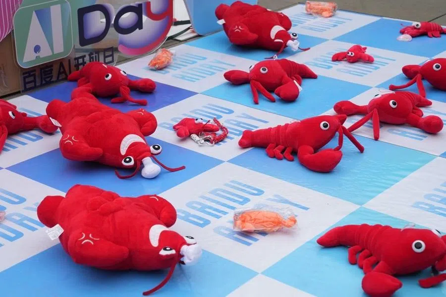 Lobster-themed swag during Baidu Inc.'s OpenClaw Lobster Market event in Beijing, China, on 17 March 2026. (Andrea Verdelli/Bloomberg)
