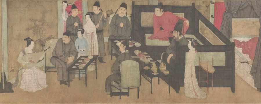 Gu Hongzhong, Night Revels of Han Xizai (《韩熙载夜宴图》), partial, The Palace Museum. (Internet)