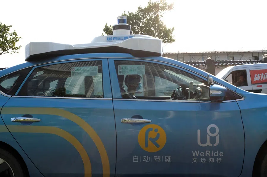 A WeRide autonomous taxi is seen in Guangzhou, Guangdong province, China on 15 May 2020. (Sun Yilei/Reuters)