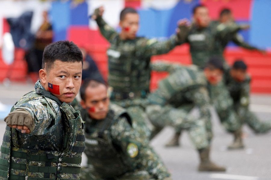 Special forces personnel take part in the Double Ten Day celebration ceremony in Taipei, Taiwan, on 10 October 2023. (Carlos Garcia Rawlins/Reuters)