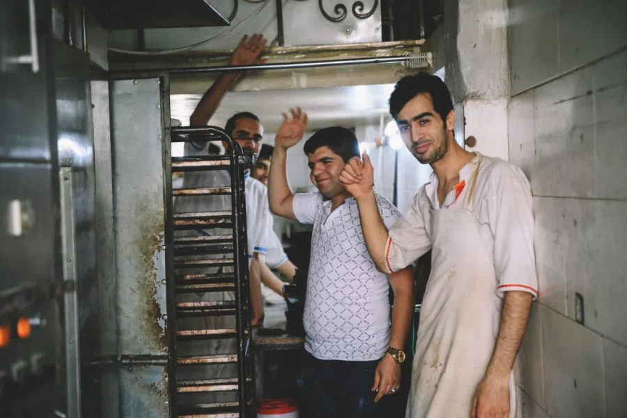 The staff at a pastry shop in Tabriz.