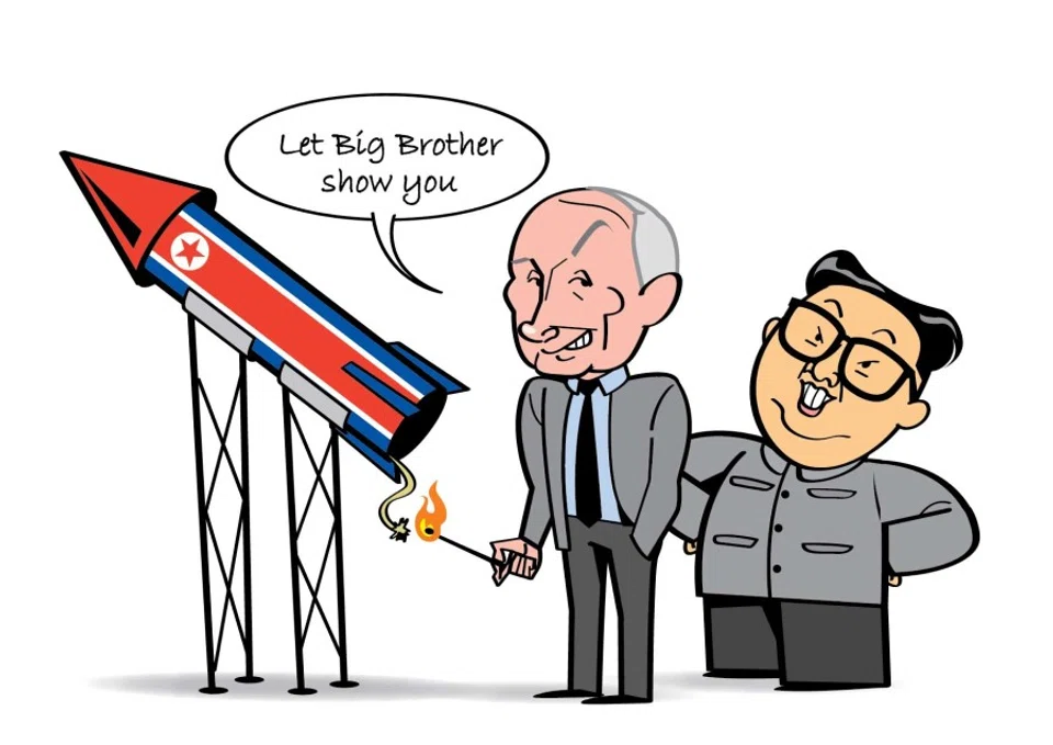 North Korea and Russia are drawing increasing international attention as they grow closer. (Illustration: Teo Chin Puay)