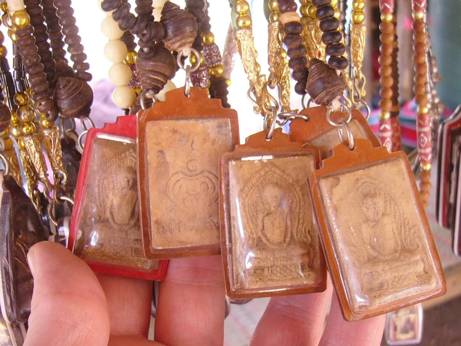 Buddhist amulets seen in Thailand.