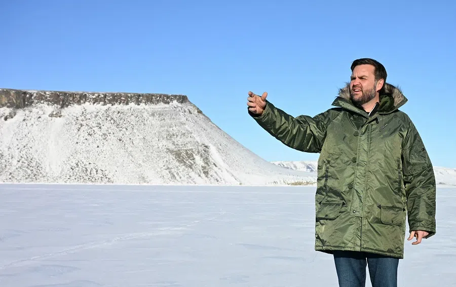 US Vice President JD Vance tours the US military’s Pituffik Space Base in Greenland on 28 March 2025. (Jim Watson/Pool/AFP)