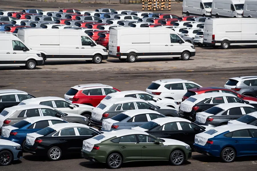 Vehicles prepared for export at the Port of Veracruz in Veracruz, Mexico, on 4 February 2025.