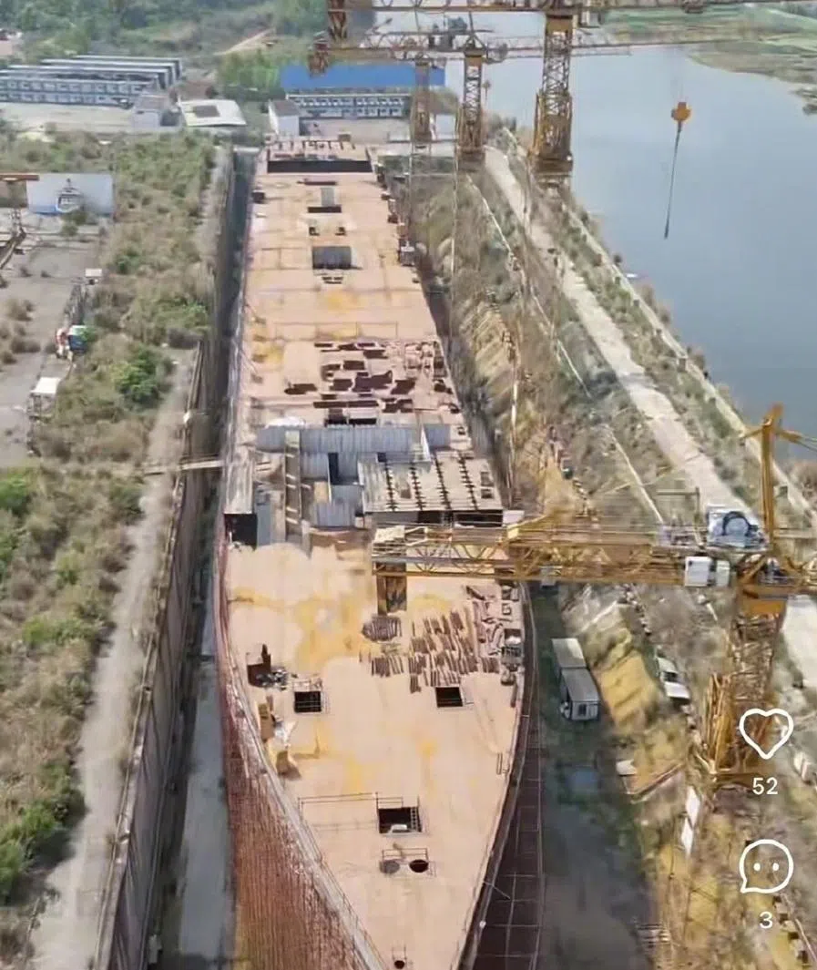 A full-scale replica of the Titanic sits unfinished in Daying county.