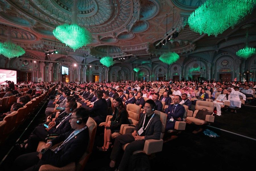 Chinese and Arab business people attend the 10th Arab-China Business Conference in Riyadh, on 11 June 2023. (Fayez Nureldine/AFP)