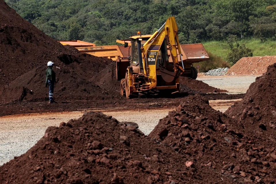 A wheel loader operates at the blocks three and four of the Simandou mine, one of the largest high-grade iron ore deposits, in the Nzerekore region, Guinea, 5 November 2025. (Luc Gnago/Reuters)