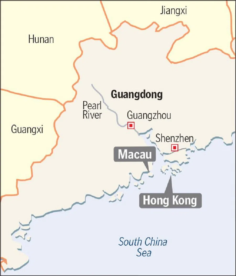 Major cities and special administrative regions along the Pearl River. (SPH Media)