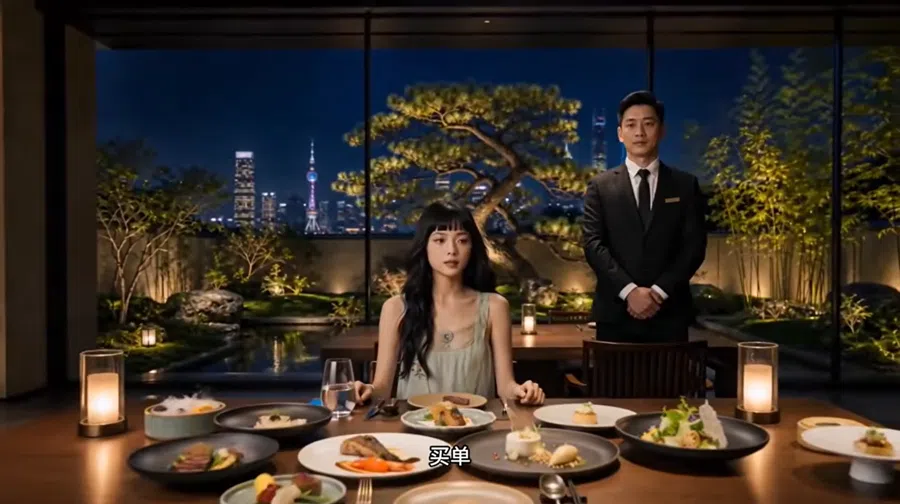 A scene from The Laid-off Girl (《被裁掉的女孩》), a short drama generated entirely by AI.