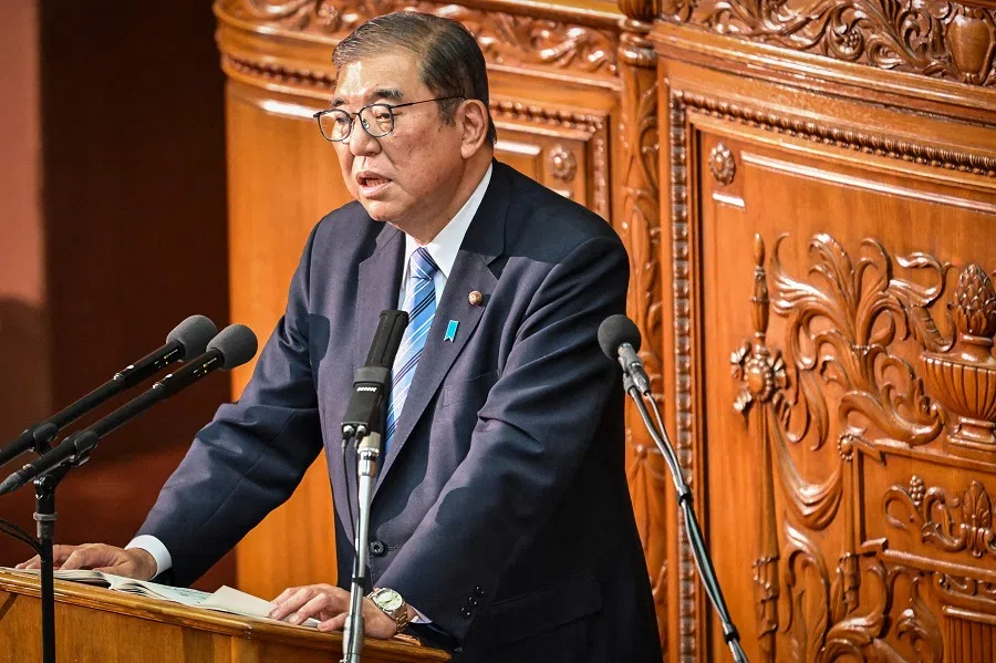 Japan’s Prime Minister Shigeru Ishiba delivers a policy address during a plenary session of the Japanese National Diet’s lower house in Tokyo on 29 November 2024.