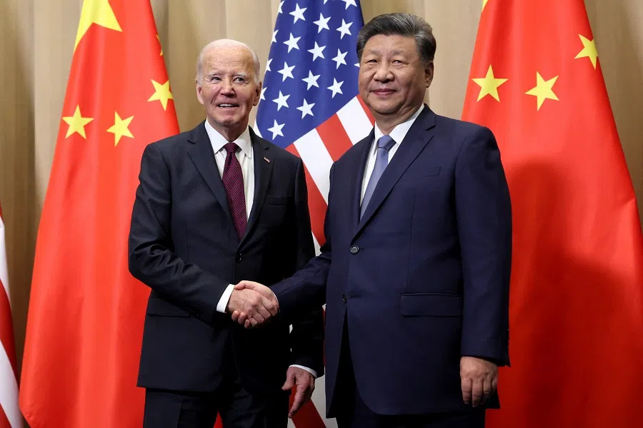 US President Joe Biden meets with Chinese President Xi Jinping on the sidelines of the APEC summit in Lima, Peru, on 16 November 2024.