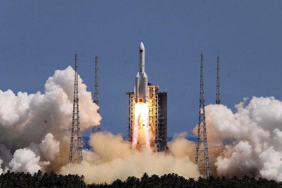 A Long March-5B Y3 rocket, carrying the Wentian lab module for China's space station under construction, takes off from Wenchang Spacecraft Launch Site in Hainan province, China, 24 July 2022. (China Daily via Reuters)