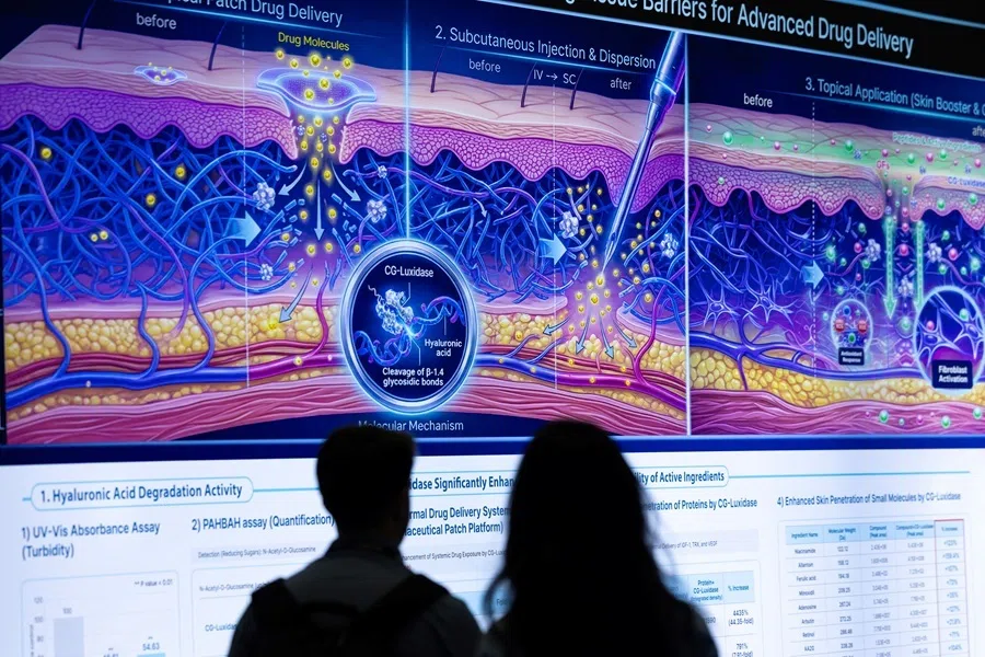 Attendees look at a large display of biology at the BIO International Convention 2026, a meeting of pharmaceutical and biotechnology leaders in San Diego, California, US, on 23 June 2026.