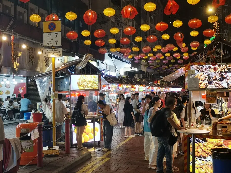 A view of Temple Street at night. (Tai Hing Shing/SPH Media)