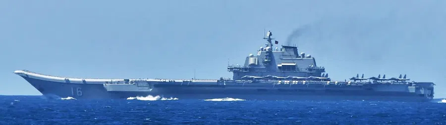 This recent handout photo released on 18 September 2024 by Japan’s Ministry of Defence Joint Staff Office Public Relations shows the Chinese aircraft carrier Liaoning at sea in waters near Japan’s southern Okinawa region. (Handout/Japan’s Ministry of Defense Joint Staff Office Public Relations/AFP)