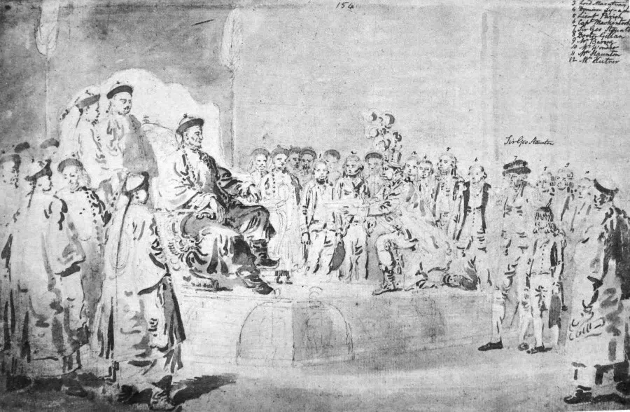 Lord Macartney Embassy To China 1793. Macartney's first meeting with Qianlong. (Wikimedia)