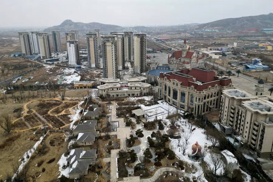 An aerial view of an unfinished residential development by China Evergrande Group in the outskirts of Shijiazhuang in Hebei province, China, on 1 February 2024. (Tingshu Wang/Reuters)