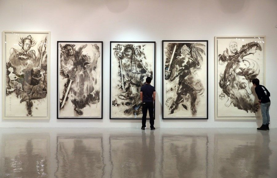 Singapore artist Tang Da Wu's Chinese ink paintings on display as part of the Singapore Art Week 2019. (SPH Media)