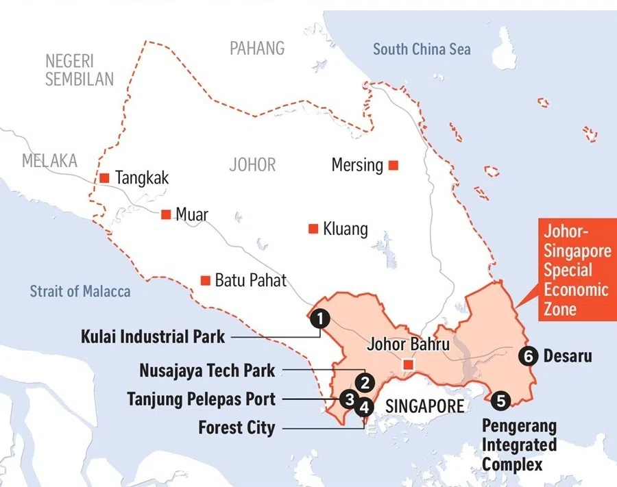Graphic showing location of the Johor-Singapore Special Economic Zone.