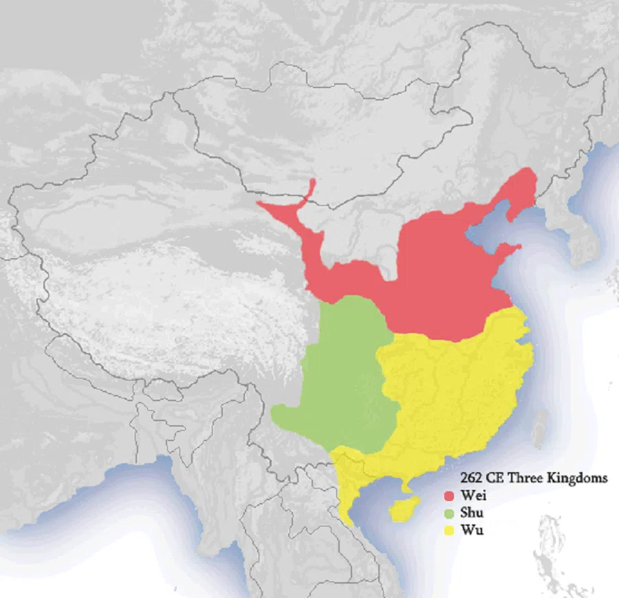 A map showing the states of Wei, Shu and Wu during the Three Kingdoms era. (Image: Ian Kiu/Licensed under CC BY-SA 3.0)