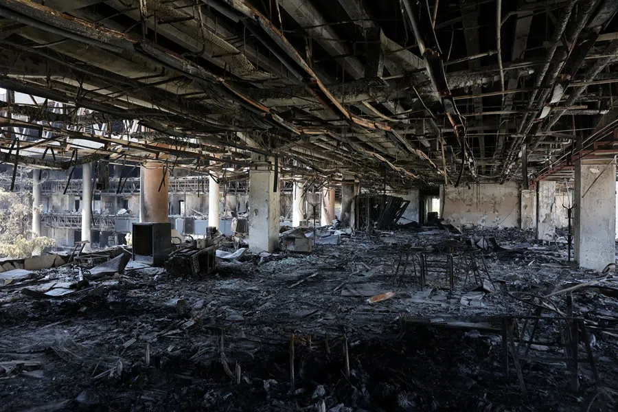 A view of the aftermath of Israeli strike on Iran’s State TV broadcaster building, which was targeted, in Tehran, Iran, on 19 June 2025. (Majid Asgaripour/West Asia News Agency via Reuters)