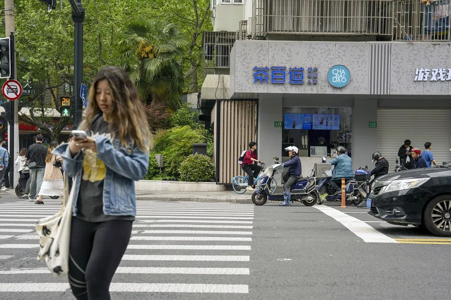 A Chabaidao bubble tea store in Shanghai, China, on 23 April 2024. (Raul Ariano/Bloomberg)