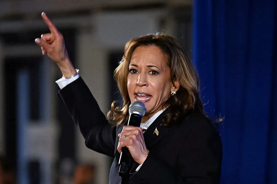 US Vice President and Democratic presidential candidate Kamala Harris speaks at a watch party after a presidential debate with former US President and Republican presidential candidate Donald Trump at the Cherry Street Pier in Philadelphia, Pennsylvania on 10 September 2024. 