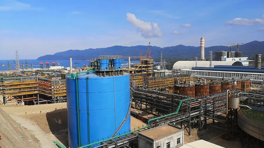 A new plant owned by China’s QMB New Energy Materials, the latest addition to the Indonesia Morowali Industrial Park in Sulawesi.