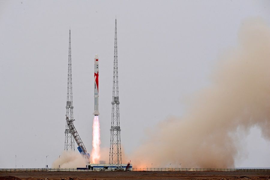 The Zhuque-2 carrier rocket takes off from the Jiuquan Satellite Launch Center, near Jiuquan, Gansu province, China, on 12 July 2023. (CNS photo via Reuters)