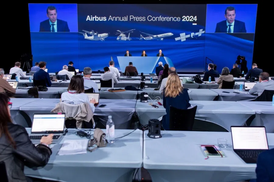Airbus holds a news conference in Toulouse, France, on 15 February 2024. Journalism has changed a lot over the past decades. (Matthieu Rondel/Bloomberg)